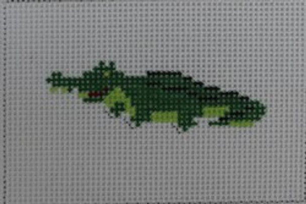 WCC9 wallet insert Gator - white background 3.25 x 2.25 18 Mesh Kristine Kingston Needlepoint Designs