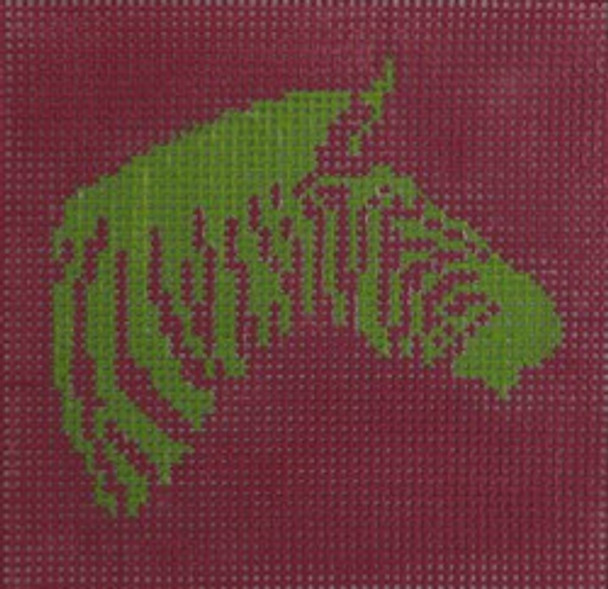 SS9 Zebra Lime green on Hot pink  3" Square 18 Mesh Kristine Kingston Needlepoint Designs