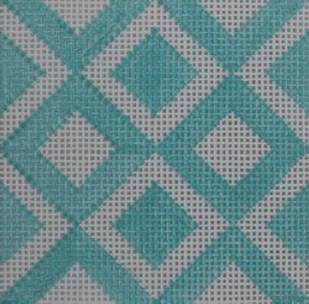 SS20 geometric diamond blocks - torquoise  3" Square 18 Mesh Kristine Kingston Needlepoint Designs