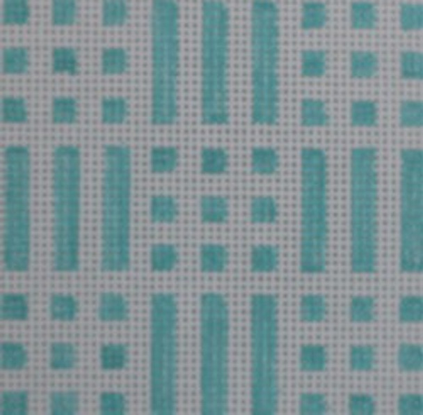 SS21 geometric 9 square/stripes - torquoise 3" Square 18 Mesh Kristine Kingston Needlepoint Designs