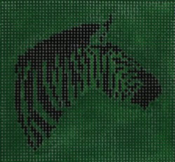 SS24 Zebra on Kelly Green 3" Square 18 Mesh Kristine Kingston Needlepoint Designs