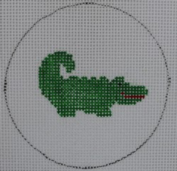 MO109 Alligator 3" Round 18 Mesh Kristine Kingston Needlepoint Designs