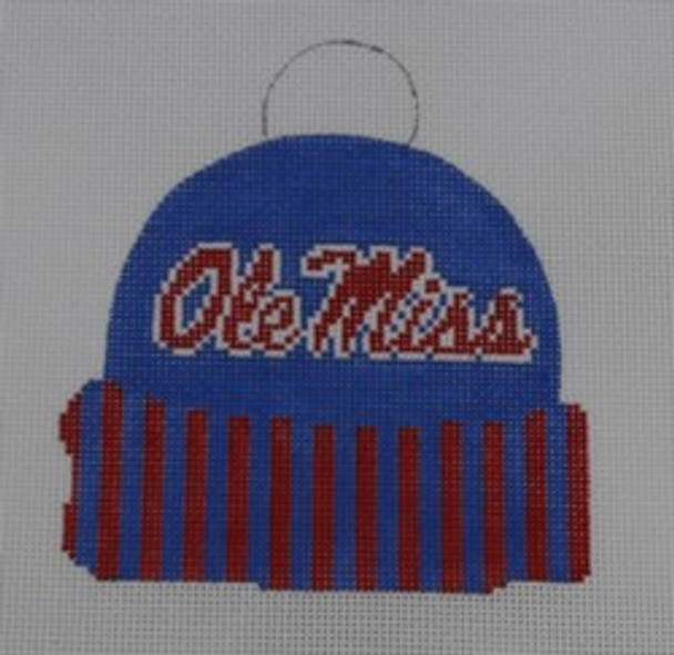 CC116 Ole Miss Cap 4.25 x 4.5 18 Mesh Kristine Kingston Needlepoint Designs