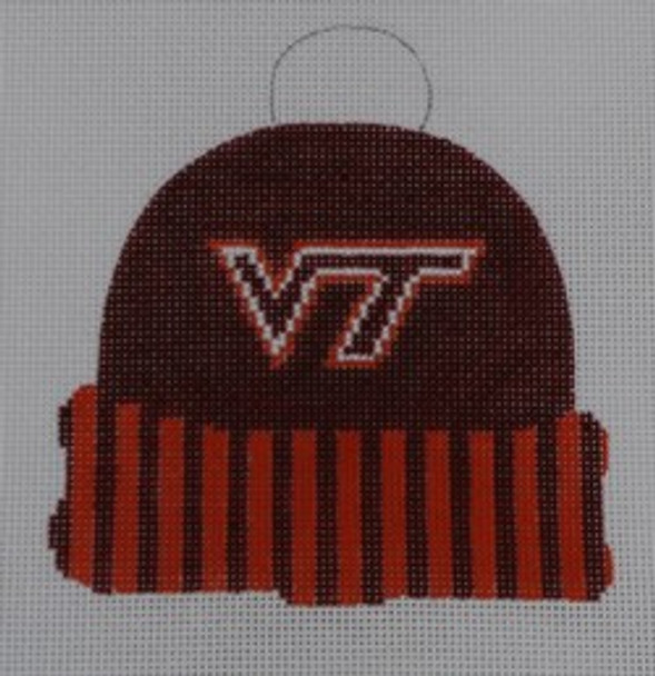 CC115 Virginia Tech Cap  4.25 x 4.5 18 Mesh Kristine Kingston Needlepoint Designs