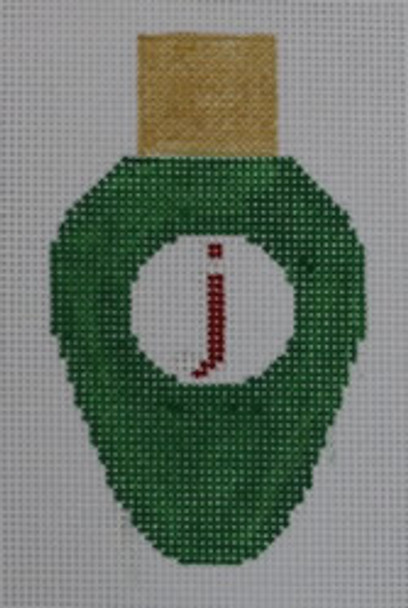 LB09 Christmas Lightbulb Green   2.25 x 3.5 18 Mesh Kristine Kingston Needlepoint Designs