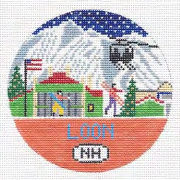 Loon Mountain New Hampshire 4.25 x 4.25 18 Mesh Doolittle Stitchery R136