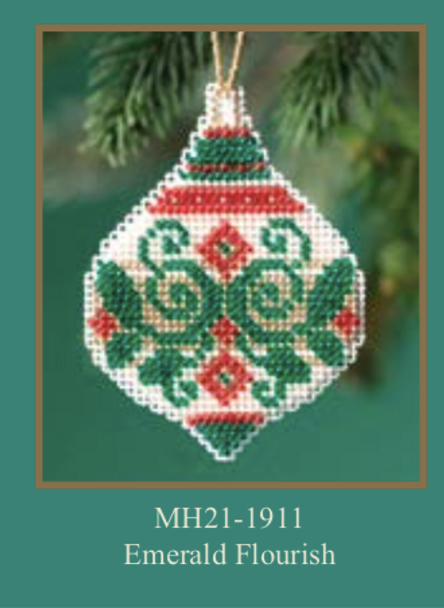 MH211911 Emerald Flourish Mill Hill BEADED HOLIDAY (2019)