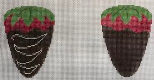 RD 074 Chocolate Strawberry Scissor Case 13M 3"x4.5 Rachel Donley Needlepoint Designs