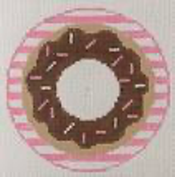 RD 097 Donut 18 Mesh 3.5" round Includes monogram chart Rachel Donley Needlepoint Designs