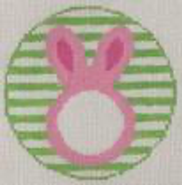 RD 091P Rachel Donley Needlepoint DesignsBunny 18M Pink  3.5" round Includes monogram chart