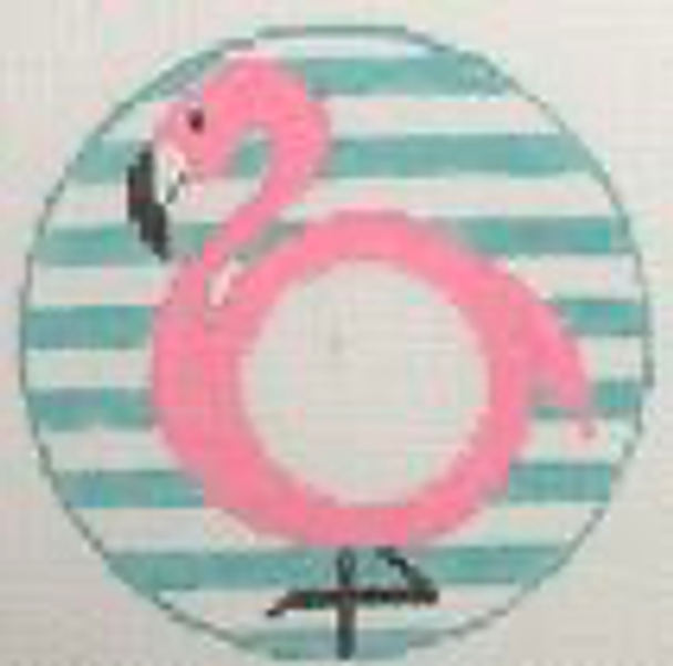 RD 100 Rachel Donley Needlepoint Designs Flamingo 18M  3.5" round Includes monogram chart