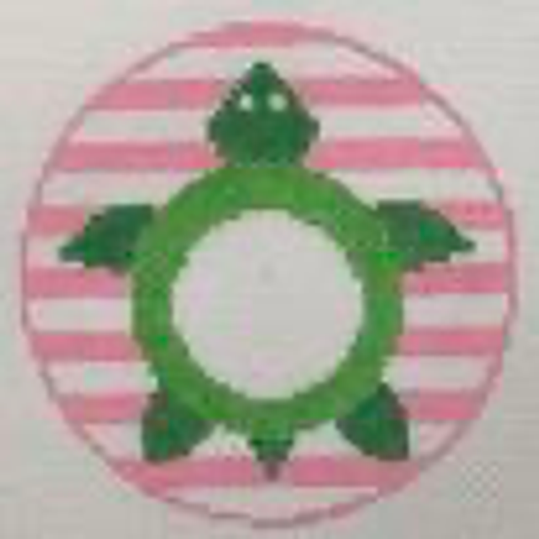 RD 102 Rachel Donley Needlepoint Designs Turtle 18M  3.5" round Includes monogram chart