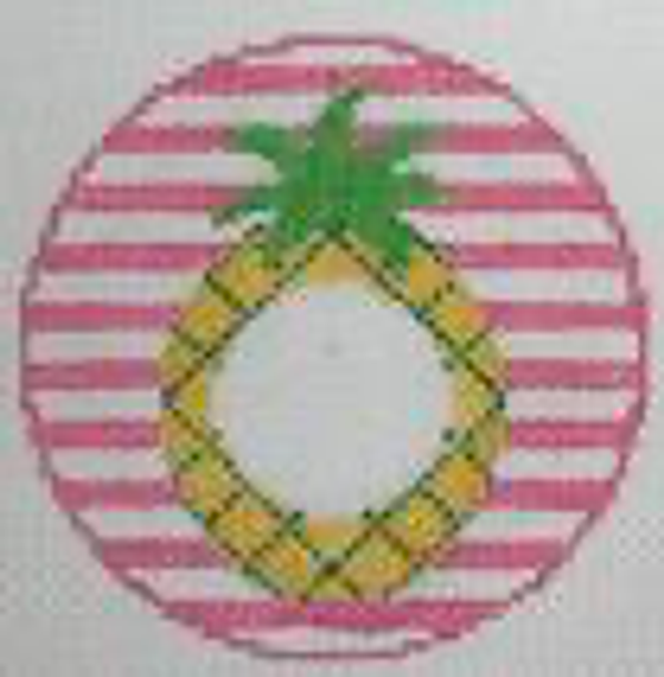 RD 103 Pineapple 18 Mesh 3.5" round Includes monogram chart Rachel Donley Needlepoint Designs