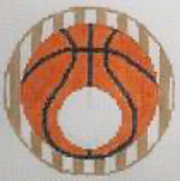 RD 106 Basketball 18 Mesh 3.5" round Includes monogram chart Rachel Donley Needlepoint Designs