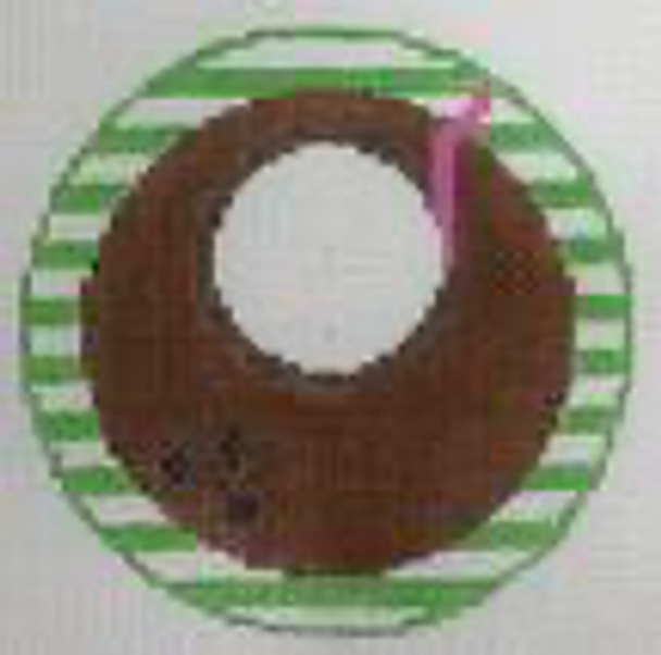 RD 107 Coconut 18 Mesh 3.5" round Includes monogram chart Rachel Donley Needlepoint Designs