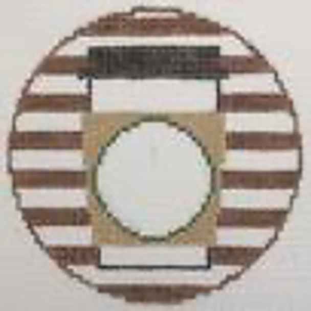 RD 119 Coffee 18 Mesh 3.5" round Includes monogram chart Rachel Donley Needlepoint Designs