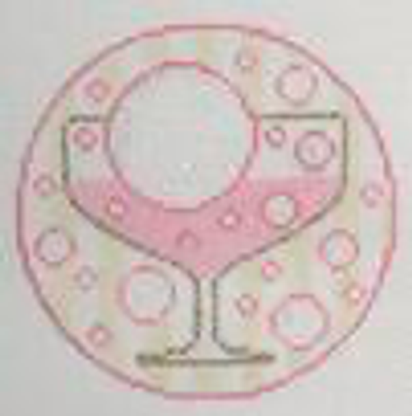 RD 124 Champagne 18 Mesh 3.5" round Includes monogram chart Rachel Donley Needlepoint Designs