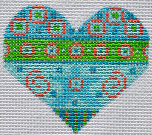 CH-179 Heart 6  3 x 2 ½ 18 Mesh With Stitch Guide CH Designs