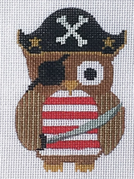 CH-214 Pirate Owl   2 1/2x 4 18 Mesh With Stitch Guide CH Designs