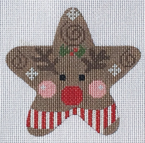 CH-258 Red Striped Reindeer 3 ¼ x 3 ¼ 18 Mesh With Stitch Guide CH Designs
