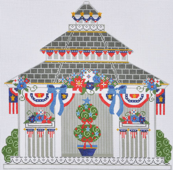 CH-368 Fourth of July Gazebo 10 3⁄4 x 10 3⁄4 18  Mesh With Stitch Guide CH Designs