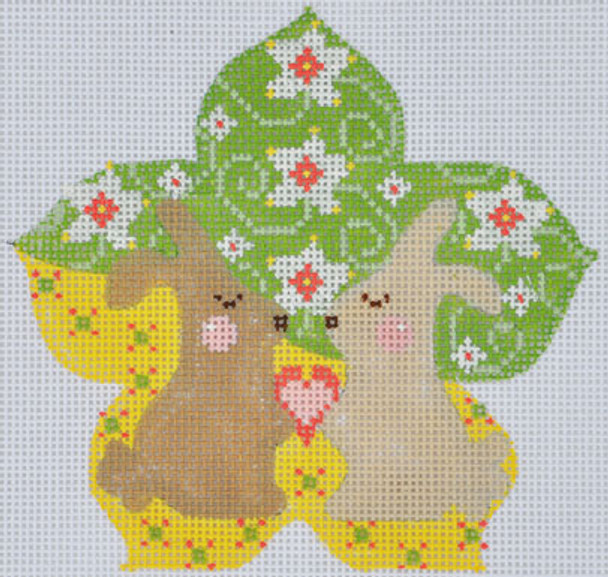 NP-10 Two Bunnies And Heart s  4 1⁄2 x 4 1⁄218 Mesh With Stitch Guide CH Designs
