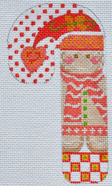 WTP-04 Gingerbread Candy Cane 2 ¾ x 5 ¼ 18 Mesh With Stitch Guide CH Designs