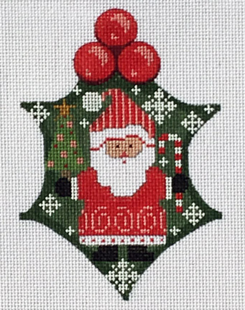 WTP-11 Santa Holly 3 ½ x 5 18 Mesh With Stitch Guide CH Designs