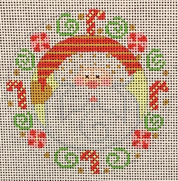 CH-448 Santa with Candy Canes 3" Round 18 Mesh CH Designs