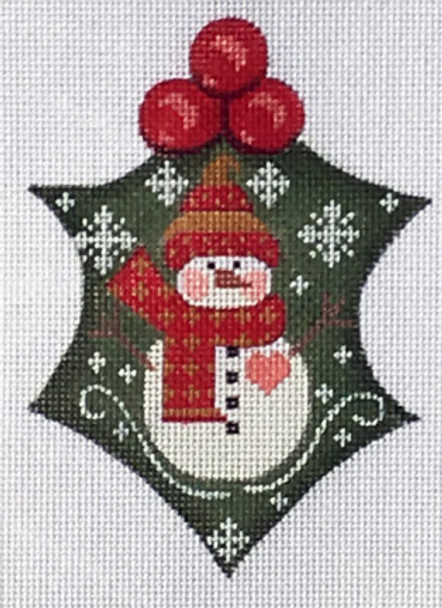 WTP-12-13M Snowman Heart Holly 3 1⁄2 x 5  13 Mesh CH Designs