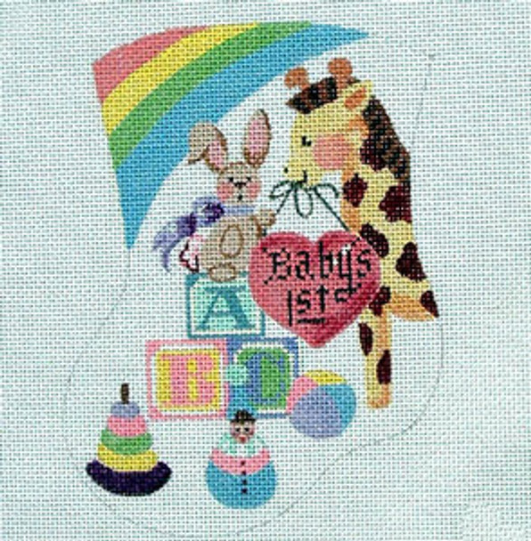 D-16 Baby's First (pastel) 5 x 6 18 Mesh With Stitch Guide Designs By Dee
