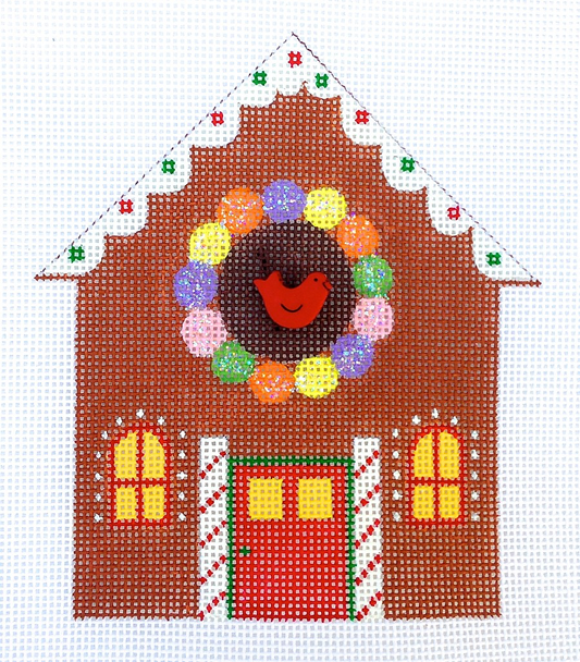 HB-386 Gingerbread Birdhouse 4 1⁄2 x 4 1⁄2 18 Mesh Stitch Guide Included Hummingbird Designs