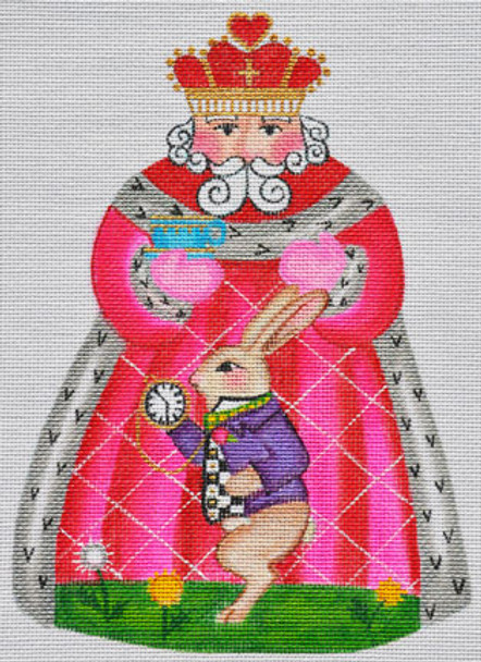 KS-04 I'm Late  Santa    6 1⁄4 x 8 1/2 18 Mesh With Stitch Guide KATIE’S NEEDLEPOINT DESIGNS
