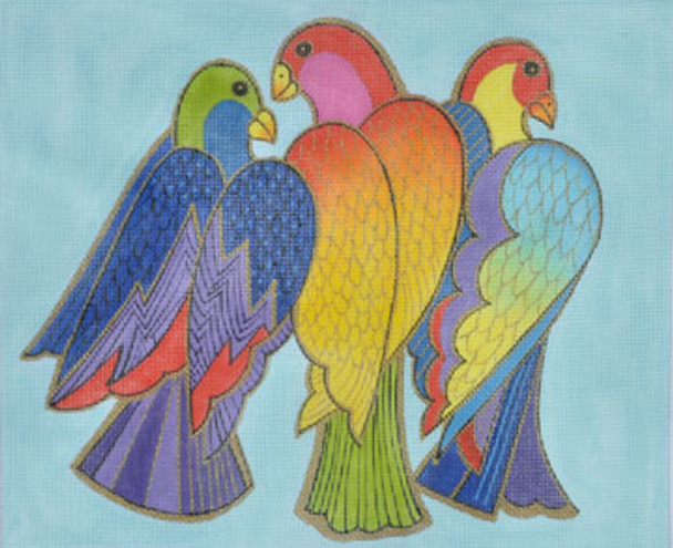 LB-132 Balinese Birds 12x10 18 Mesh With Stitch Guide LAUREL BURCH