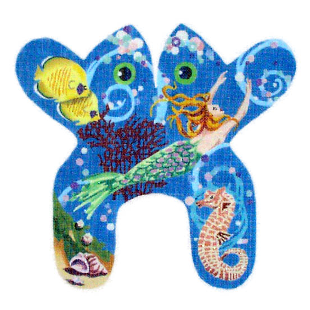 FR-5 Frog Mermaid small Needlepoint of Back Bay The Collection Designs