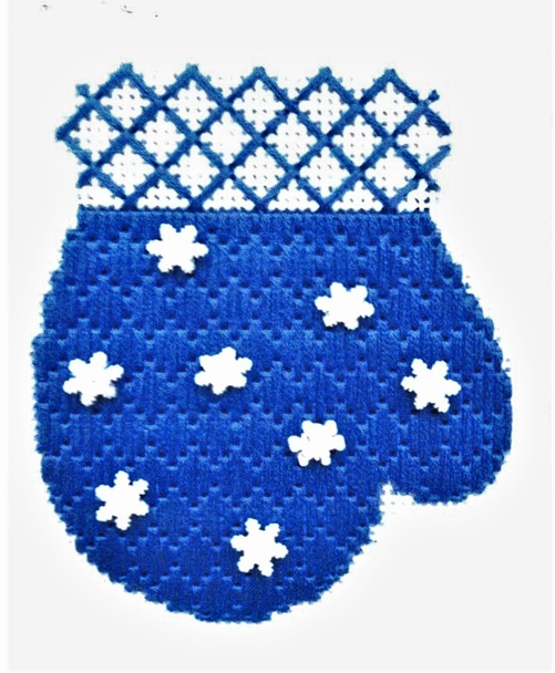 HB-133 Mitten - Snowflakes 3 3⁄4 x 5 13 Mesh Stitch Guide included Hummingbird Designs