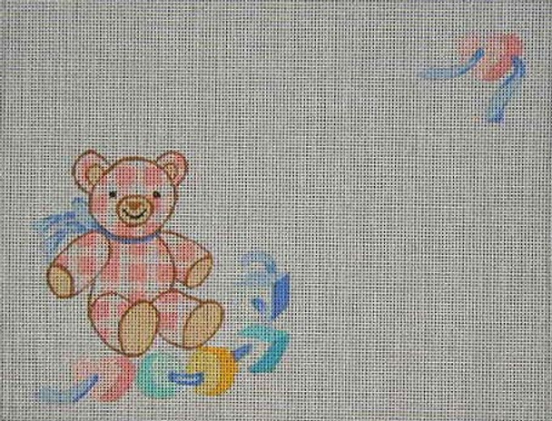 J-11 Plaid Teddy (pink) Announcement 9 x 7  18 Mesh DESIGNS BY JINICE