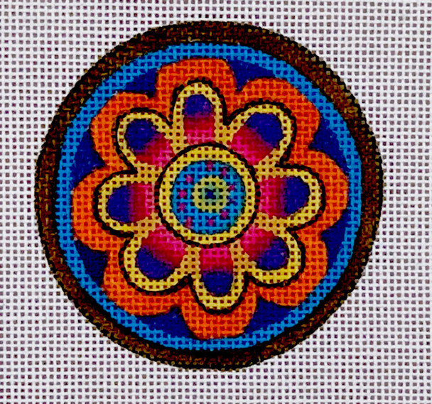 LB-142 Floral Round - Pink Orange 3" Round 18  Mesh LAUREL BURCH