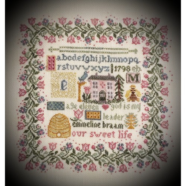 Kit 241 Emmeline silk Reproduction Sampler  (2019) The Heart's Content