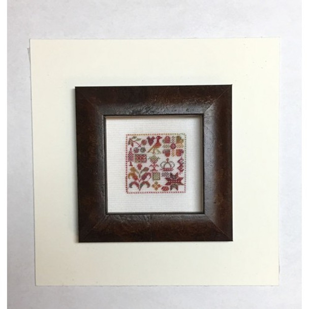 Kit 257 Silk Tudor On Silk Gauze miniature motif sampler WITH custom walnut frame (2019) The Heart's Content