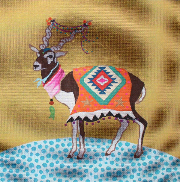 AN372 Animal BLACK ANTELOPE 14x14 13 Mesh Colors of Praise