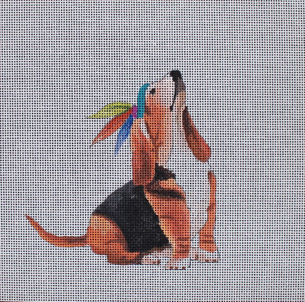 AN394 Basset Hound Indian 7x7 18 Mesh Colors of Praise 