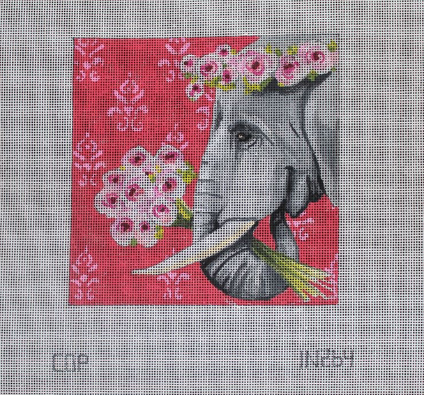 IN264 elephant w roses 6x6 18  Mesh Colors of Praise