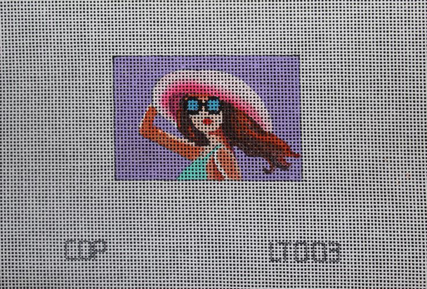 3 x 2 Luggage Tag Insert LT003 brunette w purple bkgd 18 Mesh Colors of Praise