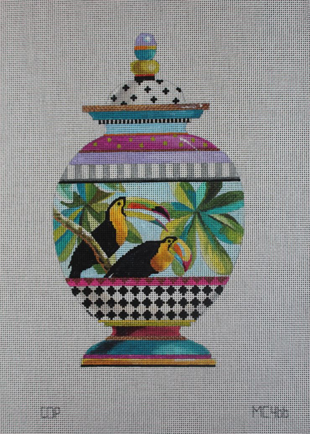 MC466 two tucan vase 7x12.5 13 Mesh Colors of Praise