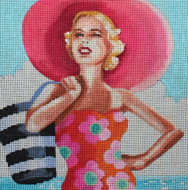 PE232 Vintage beach lady 8x8 13 Mesh Colors of Praise