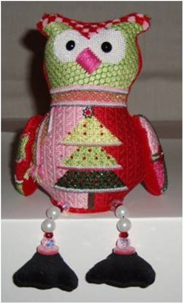 Christmas Girl Owl 6.5” x 5.5” 18 Mesh Sew Much Fun