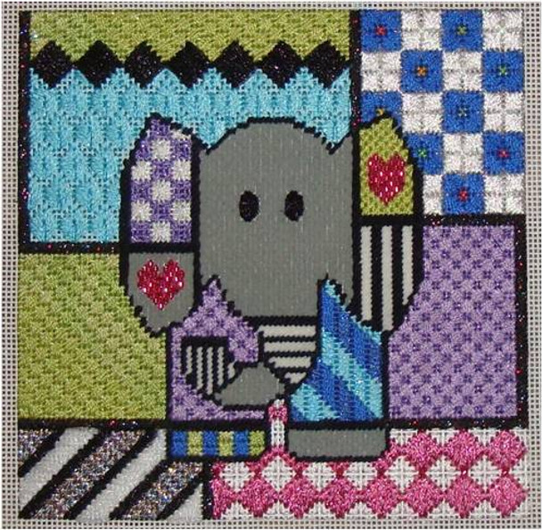 Children Colorful Elephant 5.5” x 5.5” 18 Mesh Sew Much Fun