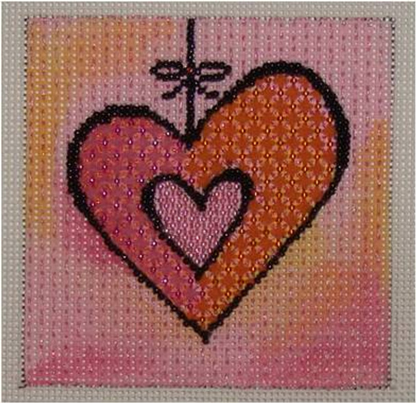 Jewel Box  Fuchsia Heart 3.25” X 3.25”  18 Mesh Sew Much Fun
