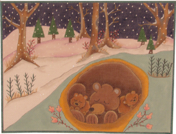 N-212B-A LONG WINTER’S NIGHT-BEAR &CUBS  10.25 X 13.25	 13 Mesh Renaissance Designs